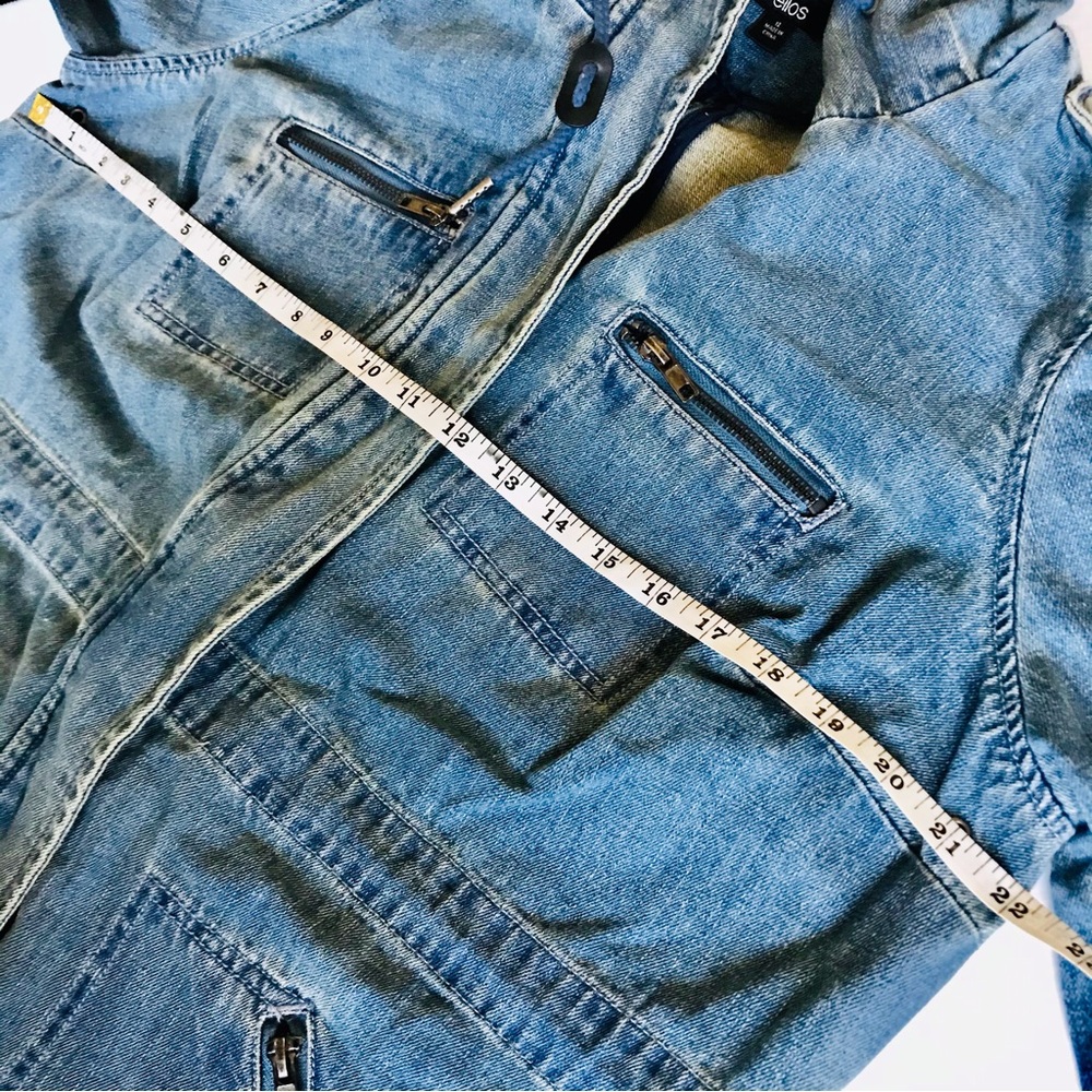 Ellos Women's Hooded‎ Anorak Denim Jacket - 12, Medium Stonewash - Picture 12 of 12